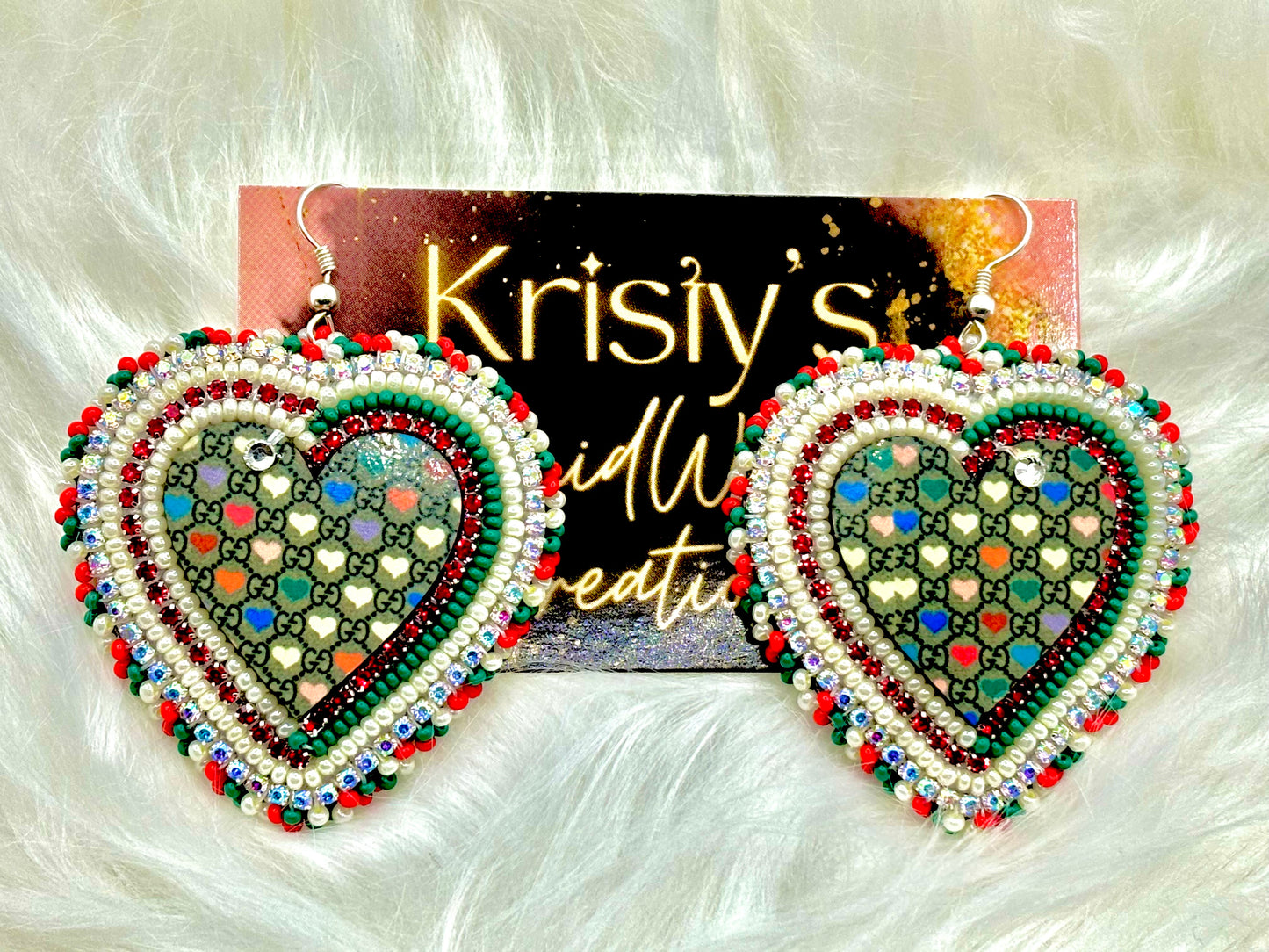 G Heart Beaded Earrings