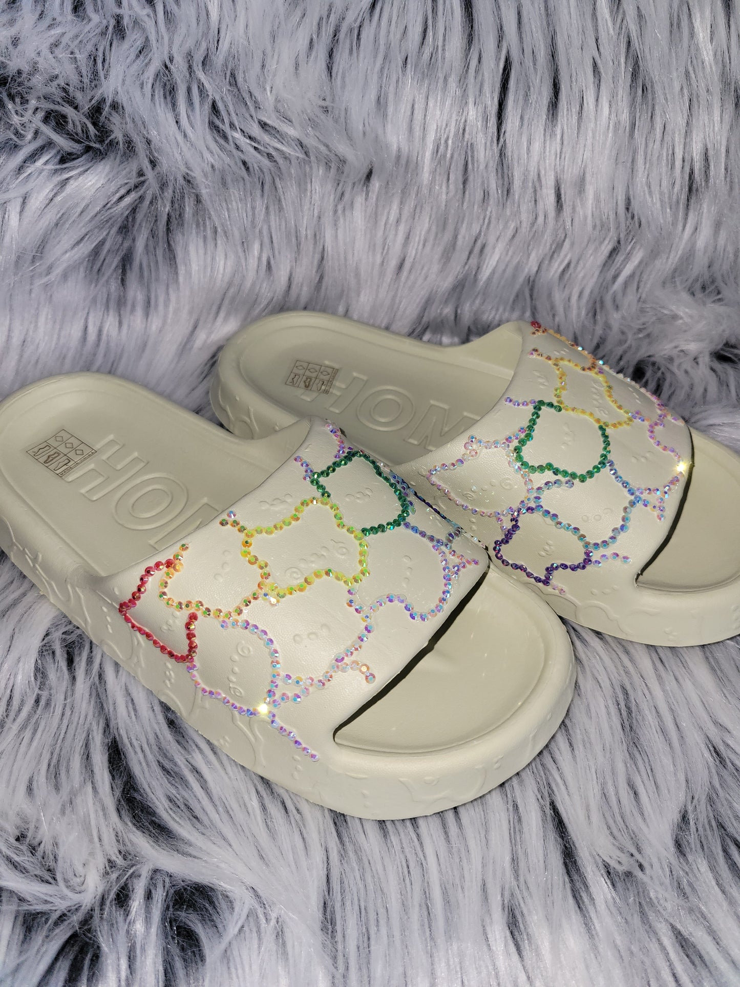 Bling Slides (Rainbow) women's size 6