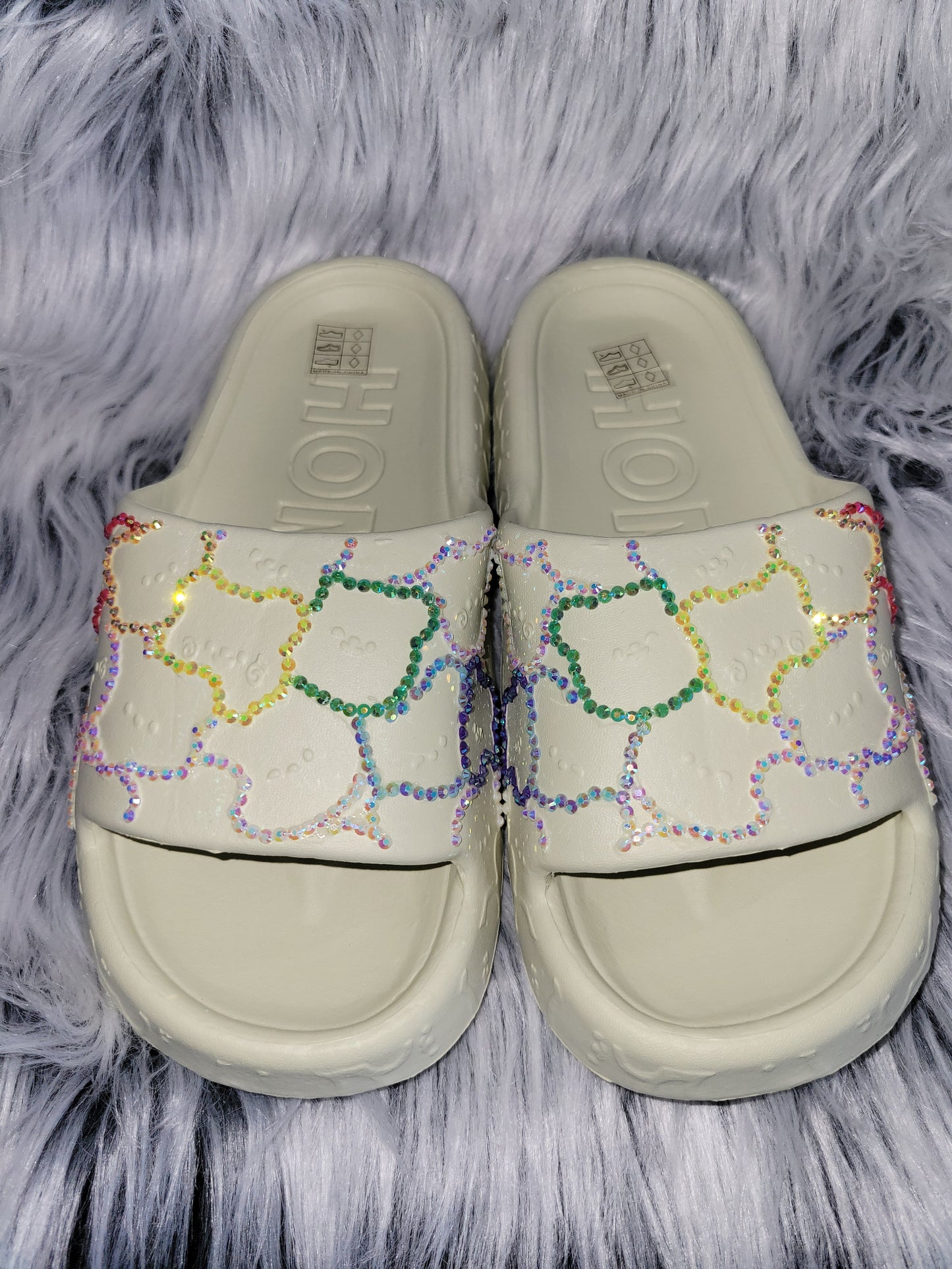 Bling Slides (Rainbow) women's size 6