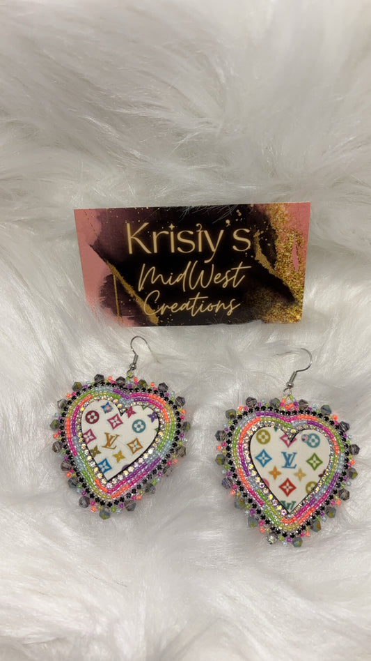 L Heart Beaded Earrings