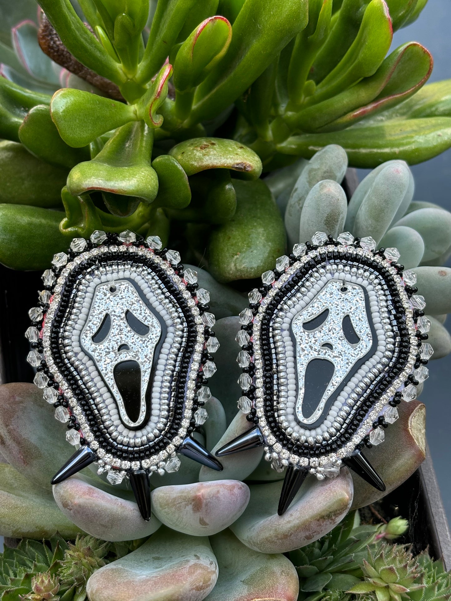 Ghost Face Beaded Earrings